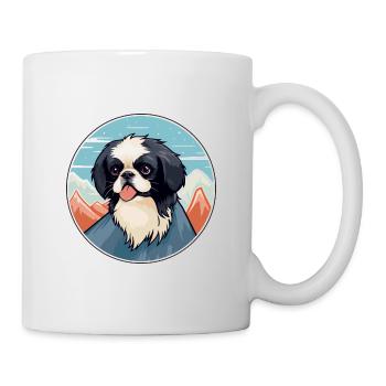 Japanisches Kinn Hunderasse Cartoon Kawaii Aquarell - Tasse - Weiß - Rechts