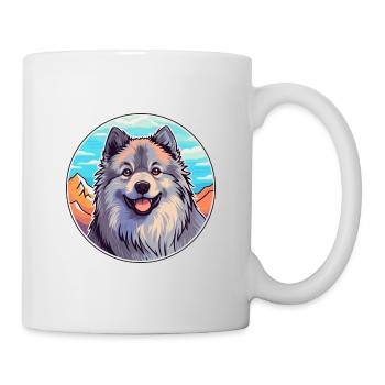 Keeshond Dog Breed Cartoon Kawaii Watercolor - Mug - white - Right