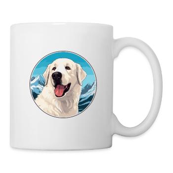 Hungarian Kuvasz Dog Breed Cartoon Kawaii Watercol - Mug - white - Right