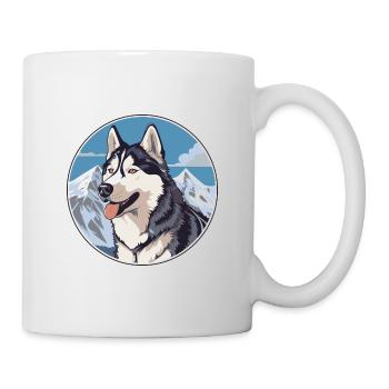 Husky chien race dessin animé Kawaii aquarelle - Mug blanc - blanc - Droite