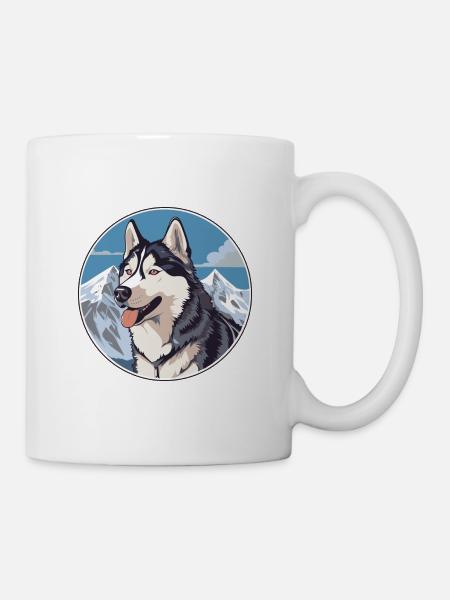 Husky Hunderasse Cartoon Kawaii Aquarell - Tasse - Weiß