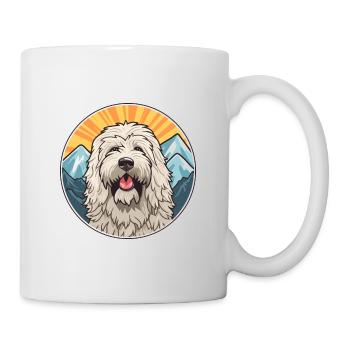 Komondor race de chien dessin animé Kawaii aquarelle - Mug blanc - blanc - Droite
