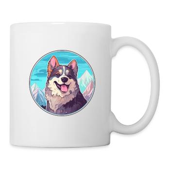 Koolie chien race dessin animé Kawaii aquarelle - Mug blanc - blanc - Droite