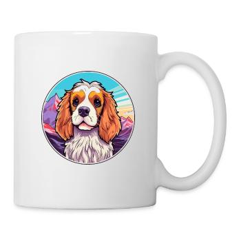 King Charles Dog Breed Cartoon Kawaii Watercolor - Mug - white - Right