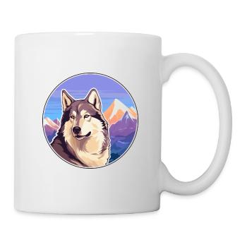 Kunming Wolfdog Hunderasse Cartoon Kawaii Watercolo - Tasse - Weiß - Rechts
