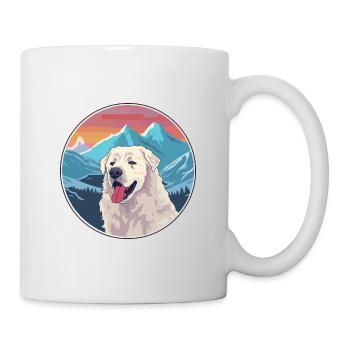 Kuvasz chien race dessin animé Kawaii aquarelle - Mug blanc - blanc - Droite
