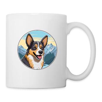 Lundehund chien race dessin animé Kawaii aquarelle - Mug blanc - blanc - Droite