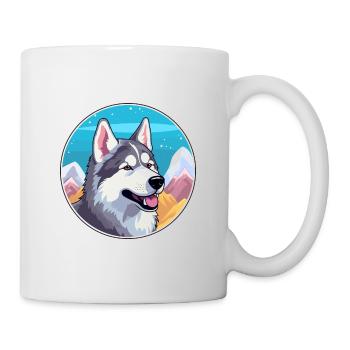 Northern Inuit Dog Breed Cartoon Kawaii Watercolor - Mug - white - Right