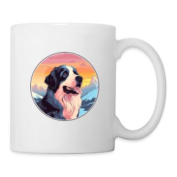 Landseer chien race dessin animé Kawaii aquarelle - Mug blanc - blanc - Droite