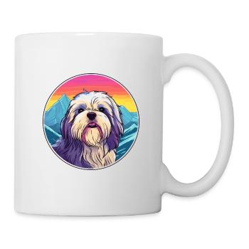 Lhasa Apso Hunderasse Cartoon Kawaii Aquarell - Tasse - Weiß - Rechts