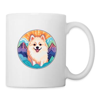 Spitz nordique chien race Cartoon Kawaii aquarelle - Mug blanc - blanc - Droite