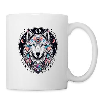 LOUP, COSMIQUE, UNIVERS, PLANÈTE, ÉTOILES, GALAXIE, MONDE - Mug blanc - blanc - Droite