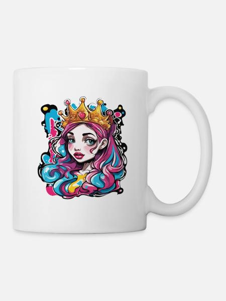 Prinzessin / Frau / Mädchen / Dame / Comic - Tasse - Weiß