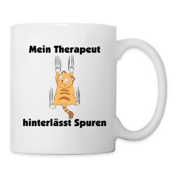 Mein Therapeut hinterlässt Spuren - Katzen - Tasse - Weiß - Rechts