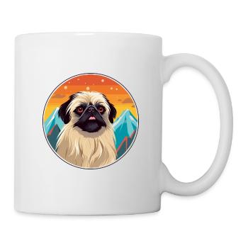 Pekingese Dog Breed Cartoon Kawaii Watercolor - Mug - white - Right