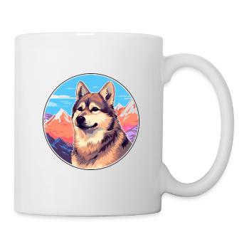 Norwegian Buhund Dog Breed Cartoon Kawaii Watercol - Mug - white - Right