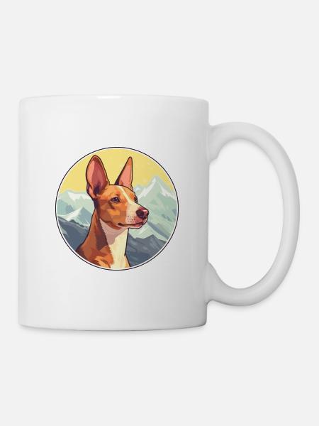Podenco Ibicenco Race De Chien Cartoon Kawaii Watercol - Mug blanc - blanc