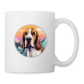 Poitevin Hound Dog Breed Cartoon Kawaii Watercolor - Mug - white - Right