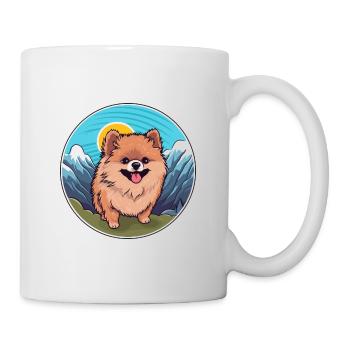 Pommersche Hunderasse Karikatur Kawaii Aquarell - Tasse - Weiß - Rechts
