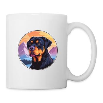 Rottweiler Hunderasse Cartoon Kawaii Aquarell - Tasse - Weiß - Rechts