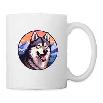 Saarloos Wolfhund Hunderasse Cartoon Kawaii Watercol - Tasse - Weiß - Rechts