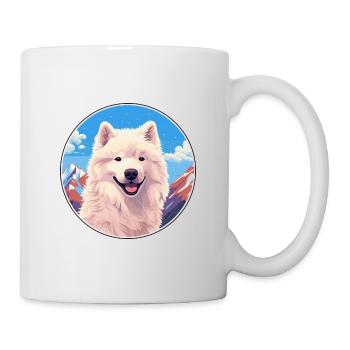 Samoyed Dog Breed Cartoon Kawaii Watercolor - Mug - white - Right