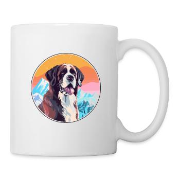Saint Bernard chien race Cartoon Kawaii aquarelle - Mug blanc - blanc - Droite