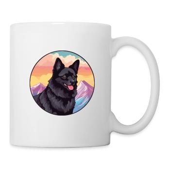 Schipperke Race Chien Dessin Animé Kawaii Aquarelle - Mug blanc - blanc - Droite