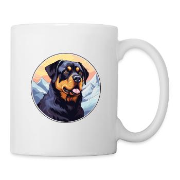 Rottweiler chien race dessin animé Kawaii aquarelle - Mug blanc - blanc - Droite
