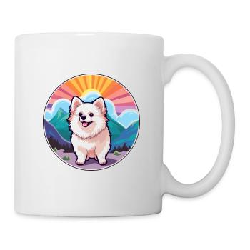 Pomeranian German Spitz Dog Breed Cartoon Kawaii W - Mug - white - Right