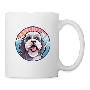 Schapendoes race chien dessin animé Kawaii aquarelle - Mug blanc - blanc - Droite