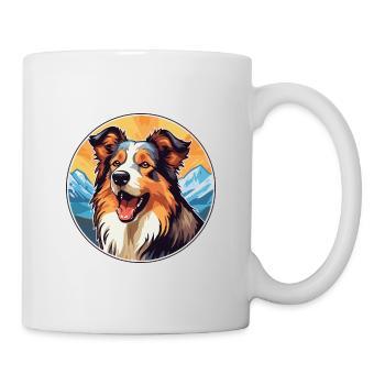 Scotch Collie Hunderasse Cartoon Kawaii Aquarell - Tasse - Weiß - Rechts