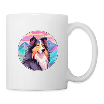 Sheltie Dog Breed Cartoon Kawaii Watercolor - Mug - white - Right