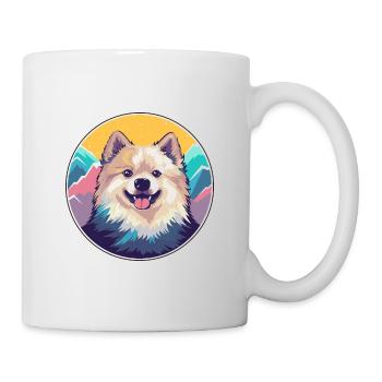 Spitz chien race dessin animé Kawaii aquarelle - Mug blanc - blanc - Droite