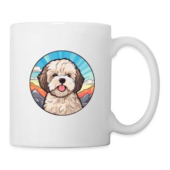 Shih Poo Hunderasse Cartoon Kawaii Aquarell - Tasse - Weiß - Rechts