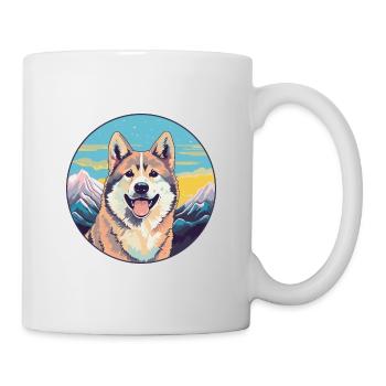 Shikoku Dog Breed Cartoon Kawaii Watercolor - Mug - white - Right