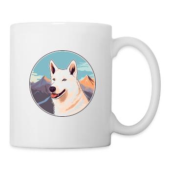 Chien de berger blanc race Cartoon Kawaii aquarelle - Mug blanc - blanc - Droite