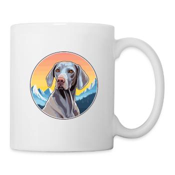 Braque de Weimar race de chien dessin animé Kawaii aquarelle - Mug blanc - blanc - Droite