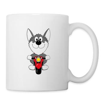 HUND - MOTORRAD - HUSKY - Tasse - Weiß - Rechts