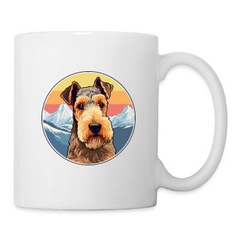 Welsh Terrier chien race dessin animé Kawaii aquarelle - Mug blanc - blanc - Droite