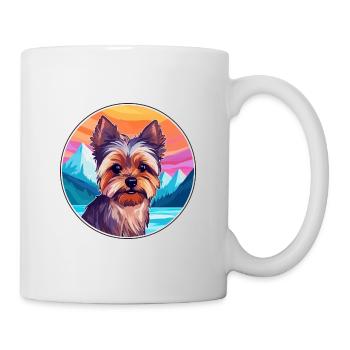 Yorkshire Terrier Dog Breed Cartoon Kawaii Waterco - Mug - white - Right