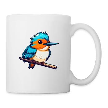 Eisvogel Vogel Zeichnung - Tasse - Weiß - Rechts