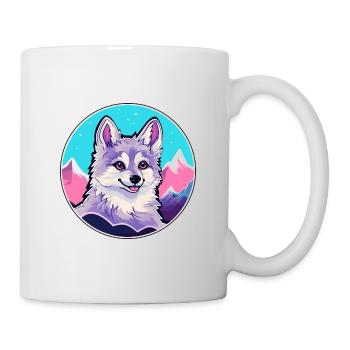 Alaskan Klee Kai chien race dessin animé Kawaii Watercol - Mug blanc - blanc - Droite