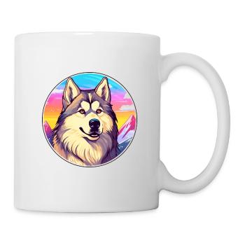 Alaska Malamute Hunderasse Cartoon Kawaii Watercol - Tasse - Weiß - Rechts