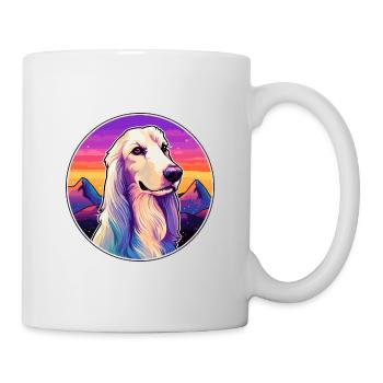 Afghan Hound chien race dessin animé Kawaii aquarelle - Mug blanc - blanc - Droite
