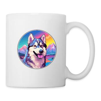 Alaskan Husky Dog Breed Cartoon Kawaii Watercolor - Mug - white - Right