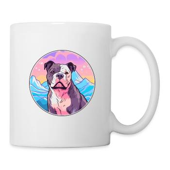 American Bully chien race dessin animé Kawaii aquarelle - Mug blanc - blanc - Droite