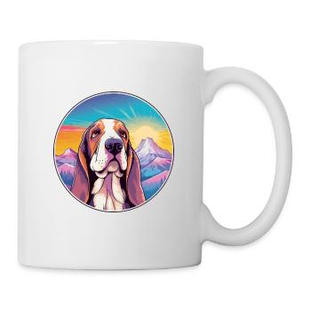 Basset Hund Hund Rasse Cartoon Kawaii Aquarell - Tasse - Weiß - Rechts