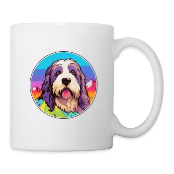Barbu Collie chien race dessin animé Kawaii aquarelle - Mug blanc - blanc - Droite