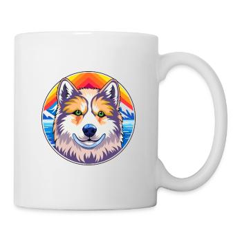 Ainu Hokkaido Dog Breed Cartoon Kawaii Watercolor - Mug - white - Right